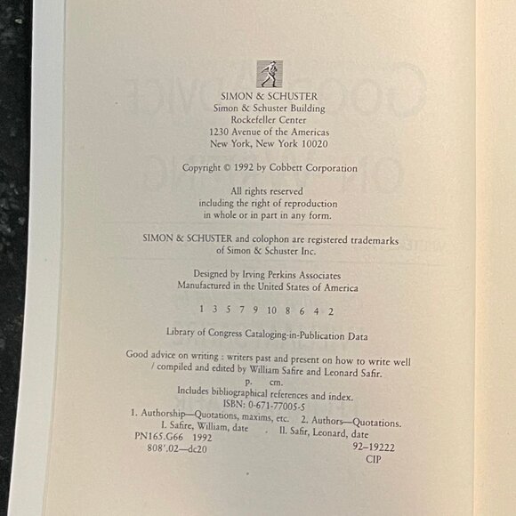 "Good Advice on Writing", Safire & Safir, 1992 First Ed. Paperback - Picture 3 of 3